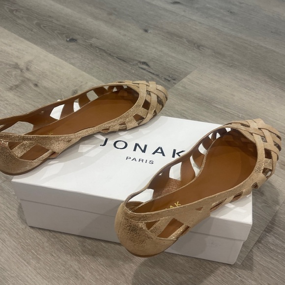 NIB Jonak Paris Deray Ballet Flats in Gold Leather Women’s Size EU 41 (US 10) - Picture 10 of 10